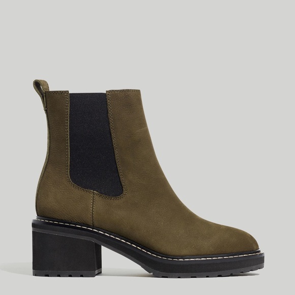 New Madewell Carina Platform Chelsea Boots Cargo Green - Picture 2 of 6